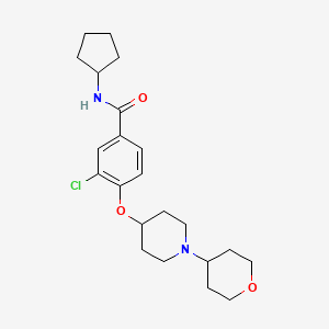 molecular formula C22H31ClN2O3 B5181405 3-chloro-N-cyclopentyl-4-{[1-(tetrahydro-2H-pyran-4-yl)-4-piperidinyl]oxy}benzamide 