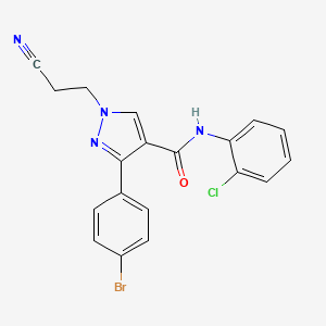 molecular formula C19H14BrClN4O B5181417 3-(4-bromophenyl)-N-(2-chlorophenyl)-1-(2-cyanoethyl)-1H-pyrazole-4-carboxamide 