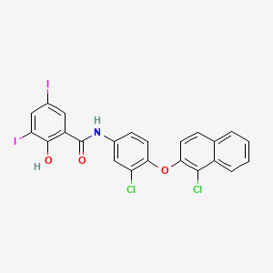 molecular formula C23H13Cl2I2NO3 B5181486 N-{3-chloro-4-[(1-chloro-2-naphthyl)oxy]phenyl}-2-hydroxy-3,5-diiodobenzamide 