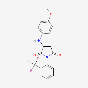 molecular formula C18H15F3N2O3 B5181560 3-[(4-methoxyphenyl)amino]-1-[2-(trifluoromethyl)phenyl]-2,5-pyrrolidinedione 