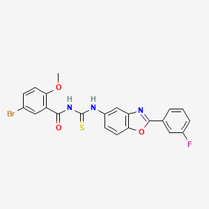 molecular formula C22H15BrFN3O3S B5181620 5-bromo-N-({[2-(3-fluorophenyl)-1,3-benzoxazol-5-yl]amino}carbonothioyl)-2-methoxybenzamide 