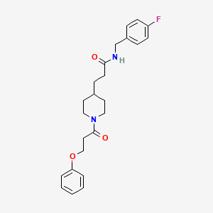 molecular formula C24H29FN2O3 B5181633 N-(4-fluorobenzyl)-3-[1-(3-phenoxypropanoyl)-4-piperidinyl]propanamide 
