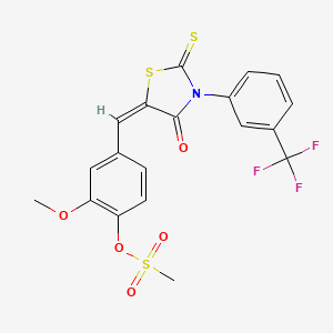 molecular formula C19H14F3NO5S3 B5181728 2-methoxy-4-({4-oxo-2-thioxo-3-[3-(trifluoromethyl)phenyl]-1,3-thiazolidin-5-ylidene}methyl)phenyl methanesulfonate 