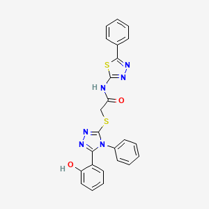 molecular formula C24H18N6O2S2 B5181761 2-{[5-(2-hydroxyphenyl)-4-phenyl-4H-1,2,4-triazol-3-yl]thio}-N-(5-phenyl-1,3,4-thiadiazol-2-yl)acetamide 