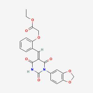 molecular formula C22H18N2O8 B5181764 ethyl (2-{[1-(1,3-benzodioxol-5-yl)-2,4,6-trioxotetrahydro-5(2H)-pyrimidinylidene]methyl}phenoxy)acetate 