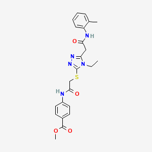 molecular formula C23H25N5O4S B5181775 methyl 4-({[(4-ethyl-5-{2-[(2-methylphenyl)amino]-2-oxoethyl}-4H-1,2,4-triazol-3-yl)thio]acetyl}amino)benzoate 
