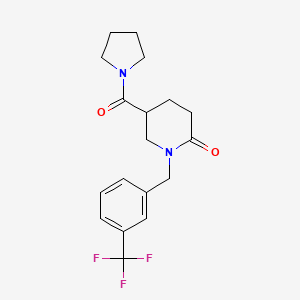 molecular formula C18H21F3N2O2 B5181777 5-(1-pyrrolidinylcarbonyl)-1-[3-(trifluoromethyl)benzyl]-2-piperidinone 
