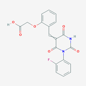 molecular formula C19H13FN2O6 B5181785 (2-{[1-(2-fluorophenyl)-2,4,6-trioxotetrahydro-5(2H)-pyrimidinylidene]methyl}phenoxy)acetic acid 