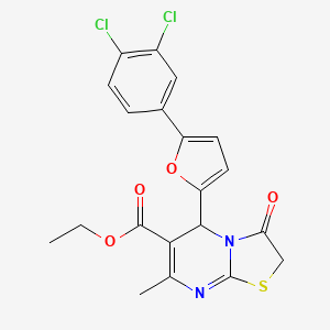 molecular formula C20H16Cl2N2O4S B5181833 ethyl 5-[5-(3,4-dichlorophenyl)-2-furyl]-7-methyl-3-oxo-2,3-dihydro-5H-[1,3]thiazolo[3,2-a]pyrimidine-6-carboxylate 