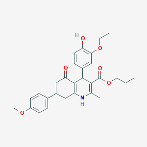 propyl 4-(3-ethoxy-4-hydroxyphenyl)-7-(4-methoxyphenyl)-2-methyl-5-oxo-1,4,5,6,7,8-hexahydro-3-quinolinecarboxylate