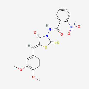 molecular formula C19H15N3O6S2 B5181846 N-[5-(3,4-dimethoxybenzylidene)-4-oxo-2-thioxo-1,3-thiazolidin-3-yl]-2-nitrobenzamide 