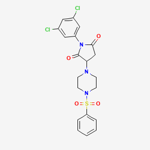molecular formula C20H19Cl2N3O4S B5181858 1-(3,5-dichlorophenyl)-3-[4-(phenylsulfonyl)-1-piperazinyl]-2,5-pyrrolidinedione 