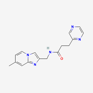 molecular formula C16H17N5O B5181927 N-[(7-methylimidazo[1,2-a]pyridin-2-yl)methyl]-3-(2-pyrazinyl)propanamide trifluoroacetate 