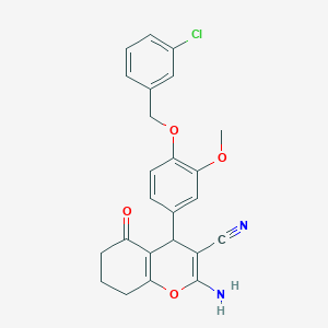 molecular formula C24H21ClN2O4 B5181963 2-amino-4-{4-[(3-chlorobenzyl)oxy]-3-methoxyphenyl}-5-oxo-5,6,7,8-tetrahydro-4H-chromene-3-carbonitrile 