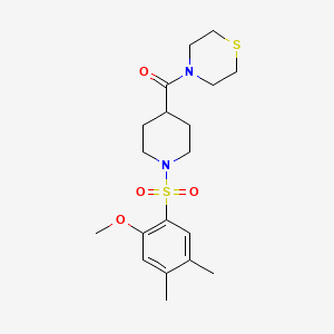 molecular formula C19H28N2O4S2 B5182045 4-({1-[(2-methoxy-4,5-dimethylphenyl)sulfonyl]-4-piperidinyl}carbonyl)thiomorpholine 