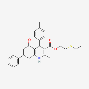 molecular formula C28H31NO3S B5182059 2-(ethylthio)ethyl 2-methyl-4-(4-methylphenyl)-5-oxo-7-phenyl-1,4,5,6,7,8-hexahydro-3-quinolinecarboxylate CAS No. 420098-30-2