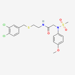 molecular formula C19H22Cl2N2O4S2 B5182065 N~1~-{2-[(3,4-dichlorobenzyl)thio]ethyl}-N~2~-(4-methoxyphenyl)-N~2~-(methylsulfonyl)glycinamide 
