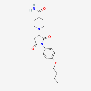 molecular formula C20H27N3O4 B5182080 1-[1-(4-butoxyphenyl)-2,5-dioxo-3-pyrrolidinyl]-4-piperidinecarboxamide 