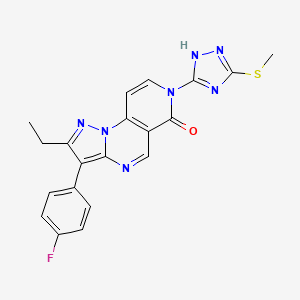 molecular formula C20H16FN7OS B5182101 2-ethyl-3-(4-fluorophenyl)-7-[5-(methylthio)-4H-1,2,4-triazol-3-yl]pyrazolo[1,5-a]pyrido[3,4-e]pyrimidin-6(7H)-one 