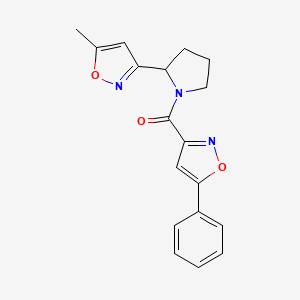 molecular formula C18H17N3O3 B5182176 5-methyl-3-{1-[(5-phenyl-3-isoxazolyl)carbonyl]-2-pyrrolidinyl}isoxazole 