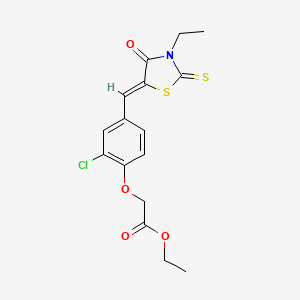 molecular formula C16H16ClNO4S2 B5182271 ethyl {2-chloro-4-[(3-ethyl-4-oxo-2-thioxo-1,3-thiazolidin-5-ylidene)methyl]phenoxy}acetate 