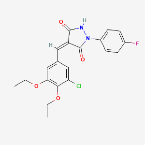 molecular formula C20H18ClFN2O4 B5182323 4-(3-chloro-4,5-diethoxybenzylidene)-1-(4-fluorophenyl)-3,5-pyrazolidinedione 