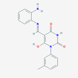 molecular formula C18H16N4O3 B5182363 5-{[(2-aminophenyl)amino]methylene}-1-(3-methylphenyl)-2,4,6(1H,3H,5H)-pyrimidinetrione 