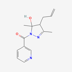 molecular formula C14H17N3O2 B5182424 4-allyl-3,5-dimethyl-1-(3-pyridinylcarbonyl)-4,5-dihydro-1H-pyrazol-5-ol 