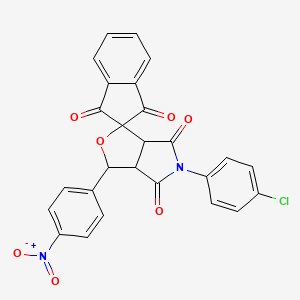 5-(4-chlorophenyl)-3-(4-nitrophenyl)-3a,6a-dihydrospiro[furo[3,4-c]pyrrole-1,2'-indene]-1',3',4,6(3H,5H)-tetrone