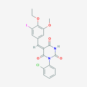 molecular formula C20H16ClIN2O5 B5182549 1-(2-chlorophenyl)-5-(4-ethoxy-3-iodo-5-methoxybenzylidene)-2,4,6(1H,3H,5H)-pyrimidinetrione 