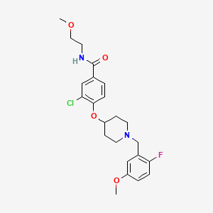molecular formula C23H28ClFN2O4 B5182561 3-chloro-4-{[1-(2-fluoro-5-methoxybenzyl)-4-piperidinyl]oxy}-N-(2-methoxyethyl)benzamide 