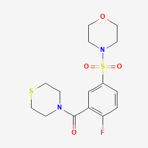molecular formula C15H19FN2O4S2 B5182572 4-{[4-fluoro-3-(4-thiomorpholinylcarbonyl)phenyl]sulfonyl}morpholine 