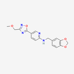molecular formula C17H16N4O4 B5182583 N-(1,3-benzodioxol-5-ylmethyl)-5-[3-(methoxymethyl)-1,2,4-oxadiazol-5-yl]-2-pyridinamine 
