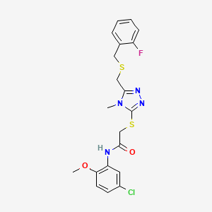 molecular formula C20H20ClFN4O2S2 B5182612 N-(5-chloro-2-methoxyphenyl)-2-[(5-{[(2-fluorobenzyl)thio]methyl}-4-methyl-4H-1,2,4-triazol-3-yl)thio]acetamide 