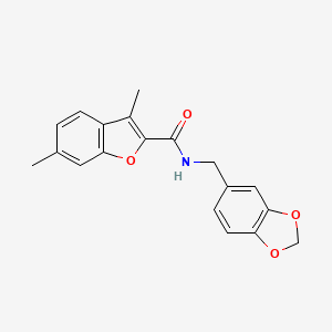 molecular formula C19H17NO4 B5182626 N-(1,3-benzodioxol-5-ylmethyl)-3,6-dimethyl-1-benzofuran-2-carboxamide 
