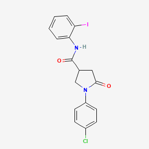 1-(4-chlorophenyl)-N-(2-iodophenyl)-5-oxo-3-pyrrolidinecarboxamide