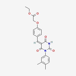 molecular formula C23H22N2O6 B5182685 ethyl (4-{[1-(3,4-dimethylphenyl)-2,4,6-trioxotetrahydro-5(2H)-pyrimidinylidene]methyl}phenoxy)acetate 