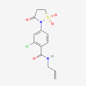 molecular formula C13H13ClN2O4S B5182706 N-allyl-2-chloro-4-(1,1-dioxido-3-oxo-2-isothiazolidinyl)benzamide 