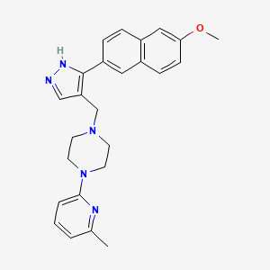 molecular formula C25H27N5O B5182713 1-{[3-(6-methoxy-2-naphthyl)-1H-pyrazol-4-yl]methyl}-4-(6-methyl-2-pyridinyl)piperazine 