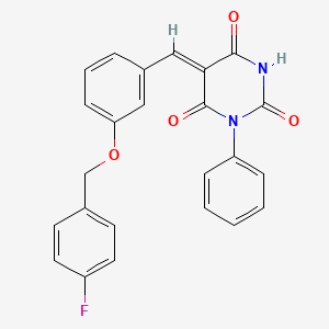 molecular formula C24H17FN2O4 B5182718 5-{3-[(4-fluorobenzyl)oxy]benzylidene}-1-phenyl-2,4,6(1H,3H,5H)-pyrimidinetrione 