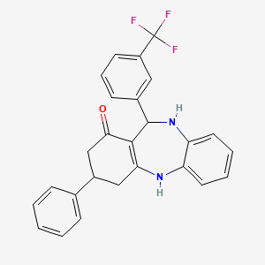 molecular formula C26H21F3N2O B5182771 3-phenyl-11-[3-(trifluoromethyl)phenyl]-2,3,4,5,10,11-hexahydro-1H-dibenzo[b,e][1,4]diazepin-1-one 