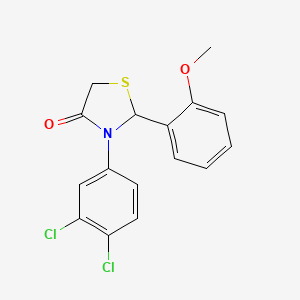 molecular formula C16H13Cl2NO2S B5182772 3-(3,4-dichlorophenyl)-2-(2-methoxyphenyl)-1,3-thiazolidin-4-one 
