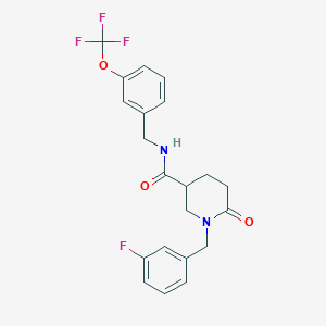 molecular formula C21H20F4N2O3 B5182778 1-(3-fluorobenzyl)-6-oxo-N-[3-(trifluoromethoxy)benzyl]-3-piperidinecarboxamide 