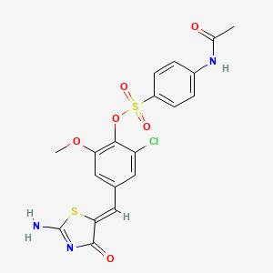 molecular formula C19H16ClN3O6S2 B5182787 2-chloro-4-[(2-imino-4-oxo-1,3-thiazolidin-5-ylidene)methyl]-6-methoxyphenyl 4-(acetylamino)benzenesulfonate 