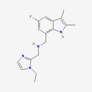 molecular formula C17H21FN4 B5182799 1-(1-ethyl-1H-imidazol-2-yl)-N-[(5-fluoro-2,3-dimethyl-1H-indol-7-yl)methyl]methanamine 