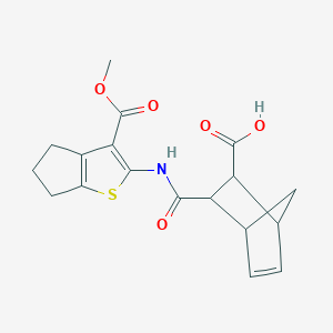 molecular formula C18H19NO5S B5182897 3-({[3-(methoxycarbonyl)-5,6-dihydro-4H-cyclopenta[b]thien-2-yl]amino}carbonyl)bicyclo[2.2.1]hept-5-ene-2-carboxylic acid 