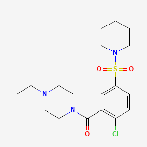 molecular formula C18H26ClN3O3S B5182930 1-[2-chloro-5-(1-piperidinylsulfonyl)benzoyl]-4-ethylpiperazine 