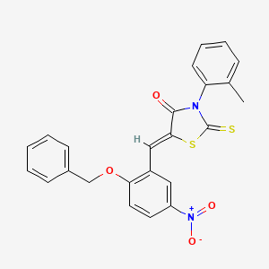 molecular formula C24H18N2O4S2 B5182969 5-[2-(benzyloxy)-5-nitrobenzylidene]-3-(2-methylphenyl)-2-thioxo-1,3-thiazolidin-4-one 