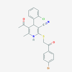 molecular formula C23H18BrClN2O2S B5182981 5-acetyl-2-{[2-(4-bromophenyl)-2-oxoethyl]thio}-4-(2-chlorophenyl)-6-methyl-1,4-dihydro-3-pyridinecarbonitrile 