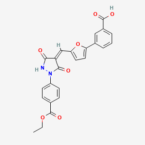molecular formula C24H18N2O7 B5183007 3-[5-({1-[4-(ethoxycarbonyl)phenyl]-3,5-dioxo-4-pyrazolidinylidene}methyl)-2-furyl]benzoic acid 